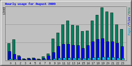 Hourly usage for August 2009